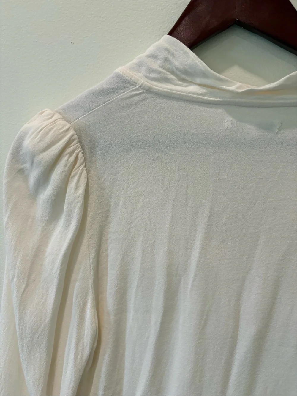 Reformation Anaya Tie-Neck Long-Sleeve Blouse